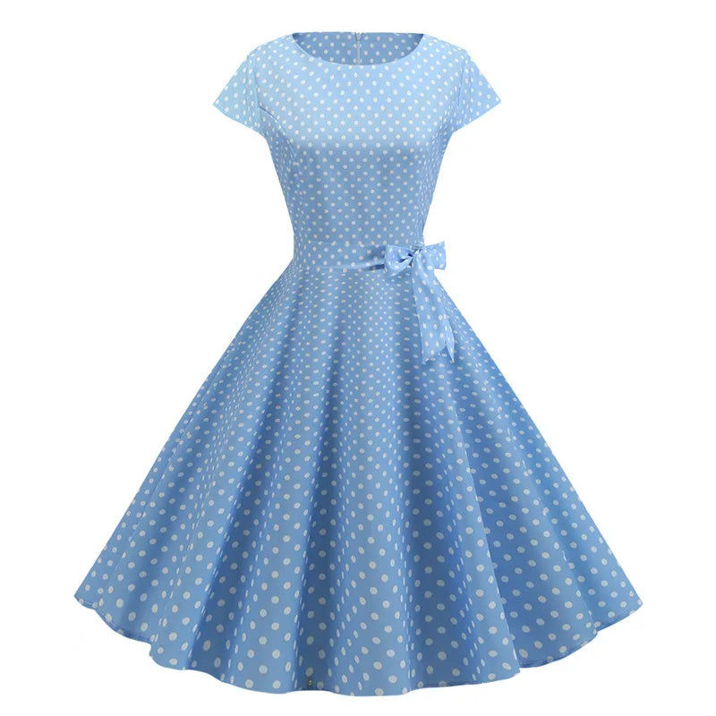 Women's Vintage Polka Dot Midi Dress