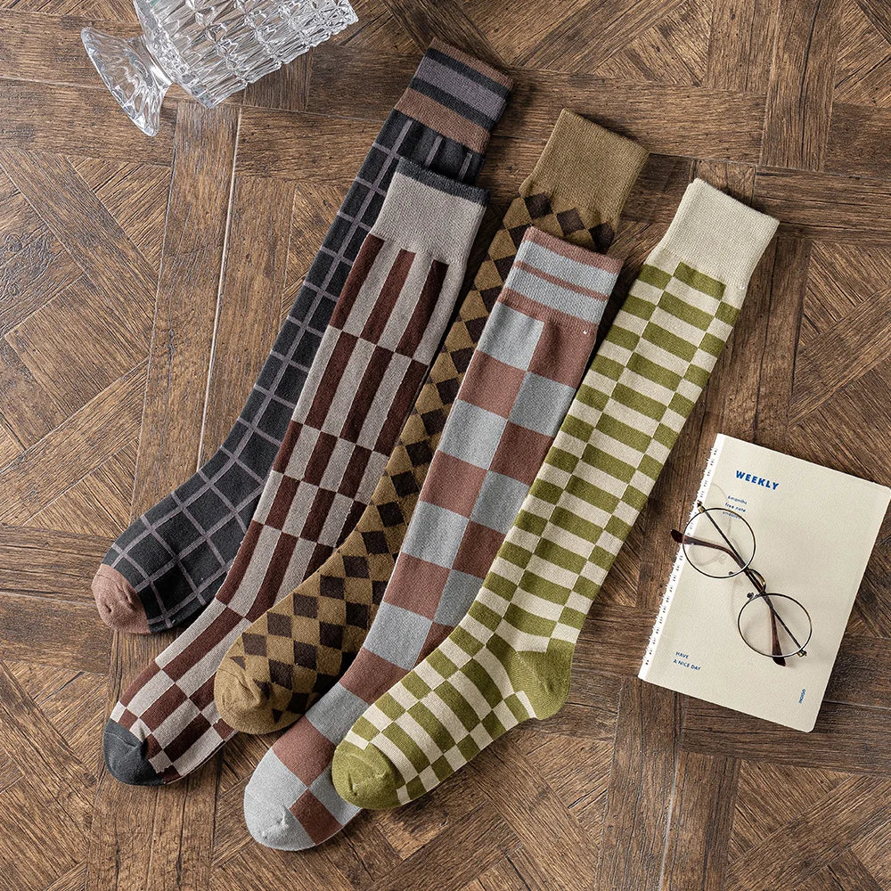 Salina Women's Combed Cotton Mid Tube Calf Socks - Retro Fashion Leisure Sports