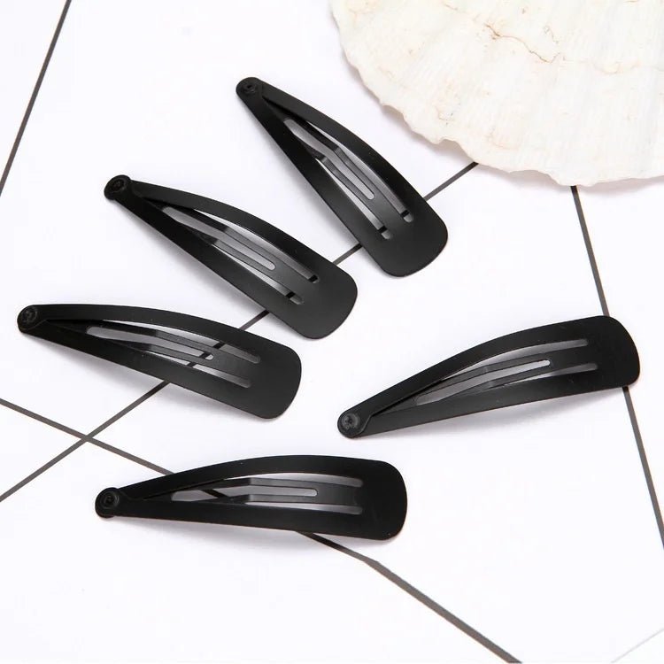 12pcs Simple Black Straight Hair Clips - Snap Barrettes for Women - lily supply