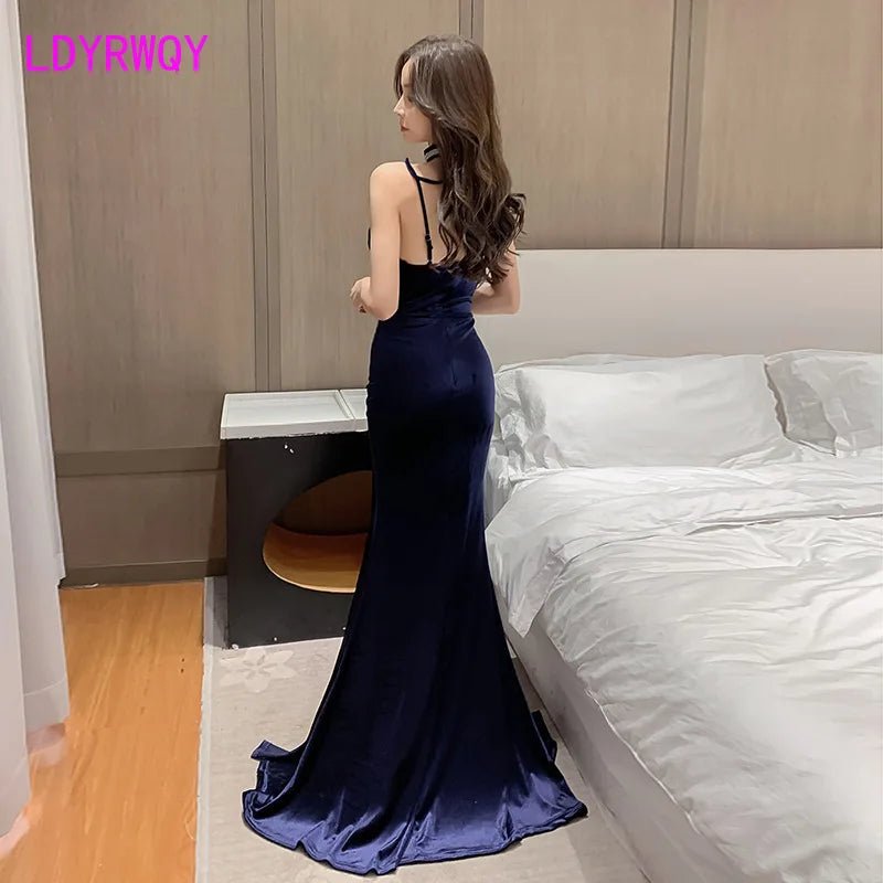 Night dress women's nightclub dress sexy low - cut temperament Sleeveless Polyester Office Lady Solid V - Neck - lily supply