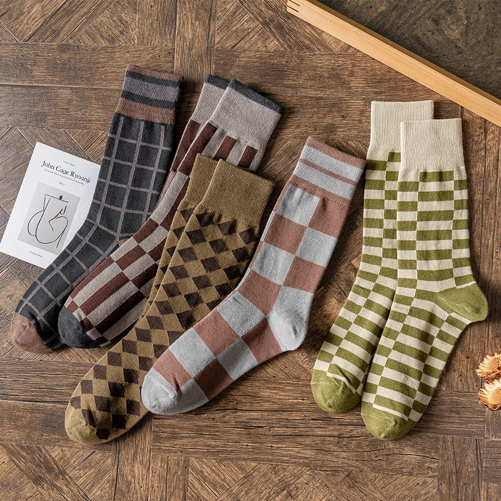 Salina Women's Combed Cotton Mid Tube Calf Socks - Retro Fashion Leisure Sports