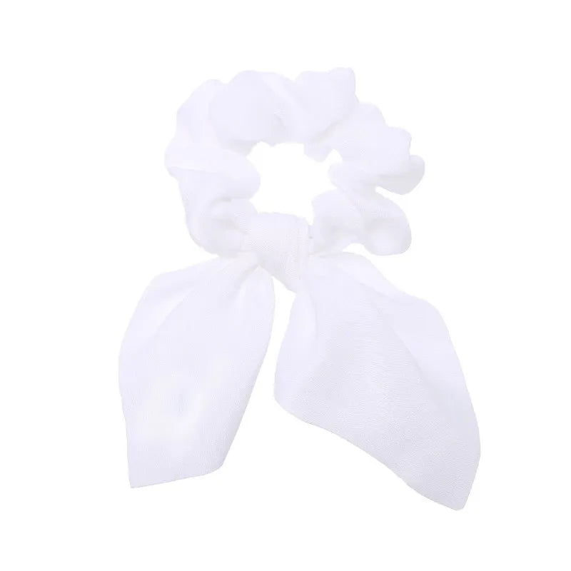 Floral Bow Scrunchies - Printed Elastic Hair Ties for Women & Girls