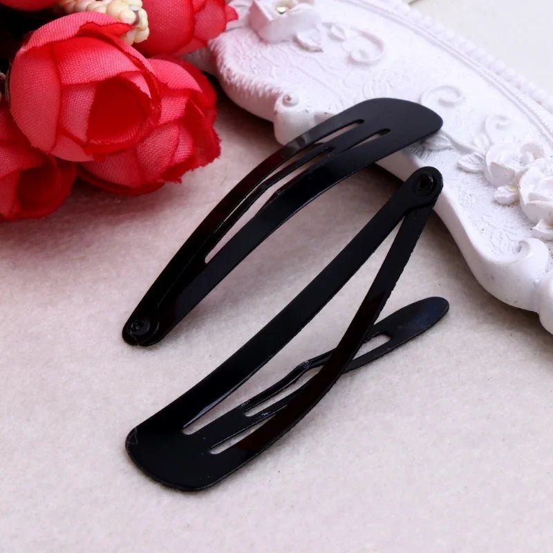 12pcs Simple Black Straight Hair Clips - Snap Barrettes for Women - lily supply