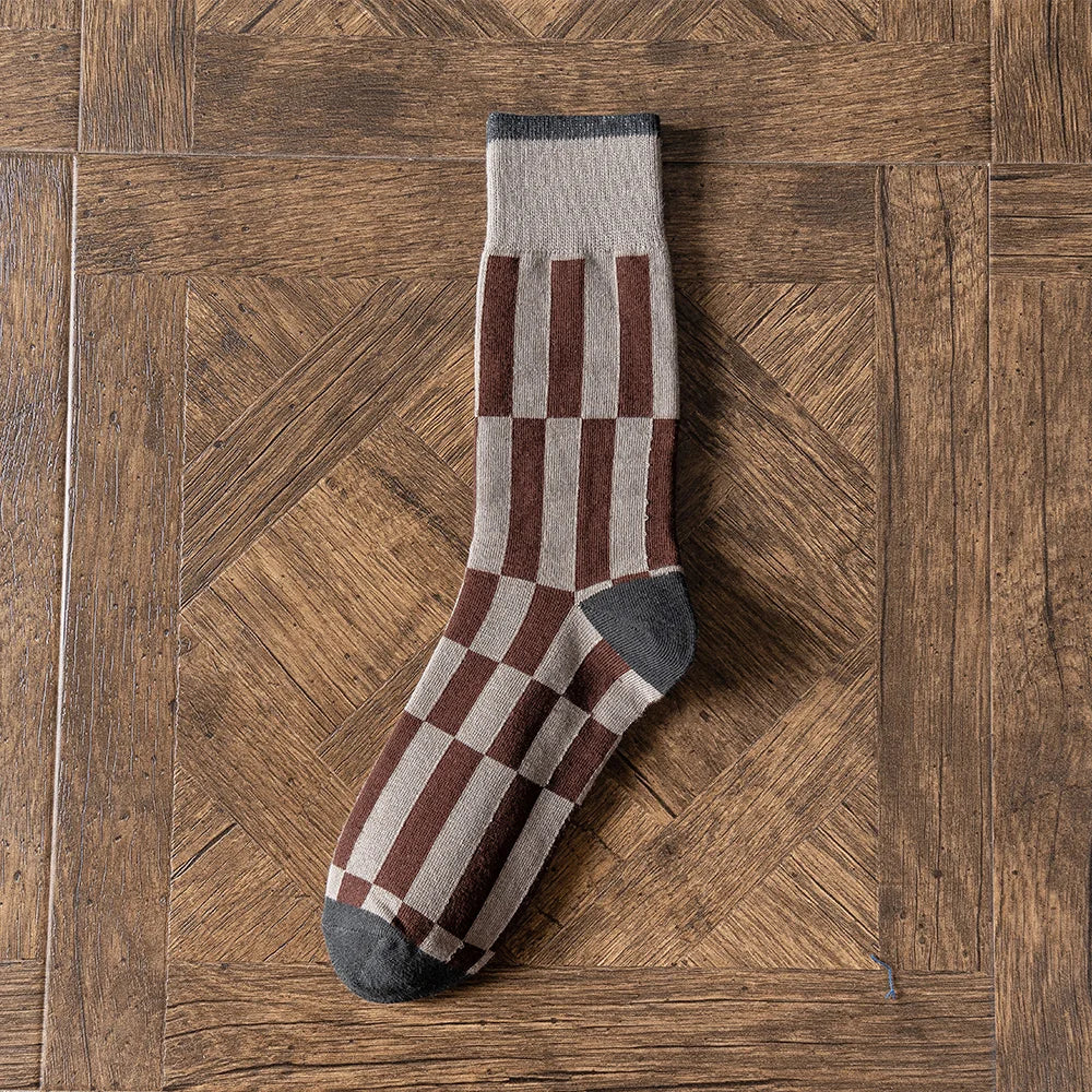 Salina Women's Combed Cotton Mid Tube Calf Socks - Retro Fashion Leisure Sports