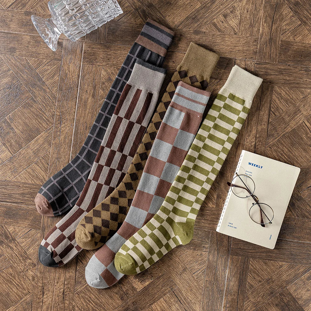 Salina Women's Combed Cotton Mid Tube Calf Socks - Retro Fashion Leisure Sports