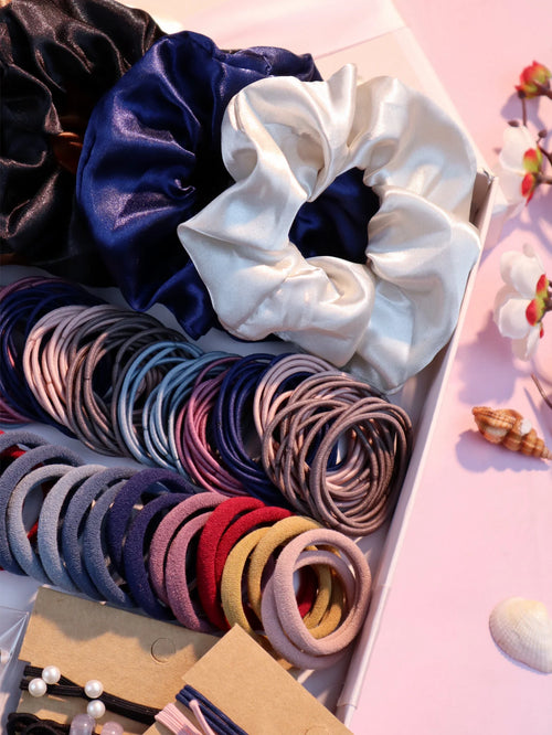 1085pcs Dark Hair Accessories Set - Scrunchies, Hair Bands & Ties - lily supply