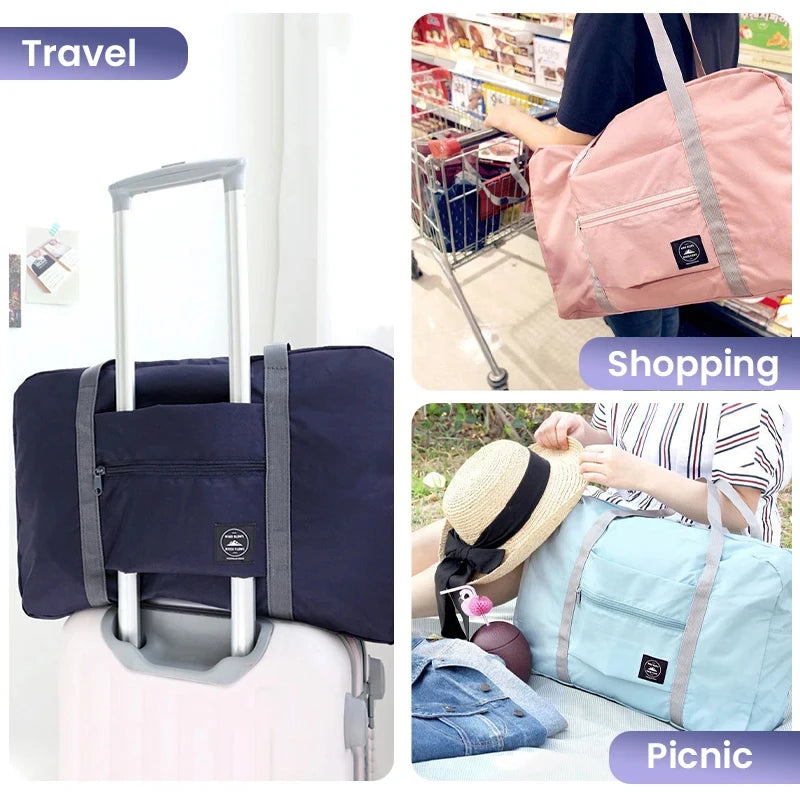 Collapsible Travel Bag for Women Girls - Lightweight Carry-On Luggage with Large Capacity Soft Fabric for Weekend Trip Business