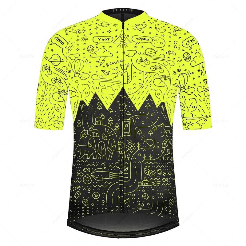 Men's Pro Team Cycling Jersey – Black Short Sleeve Summer Shirt - lily supply