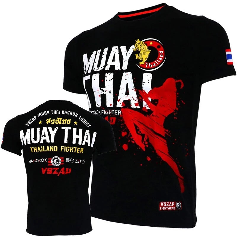 Muay Thai Boxing Sports T-Shirt - Running Fitness Outdoor Wrestling Tracksuit