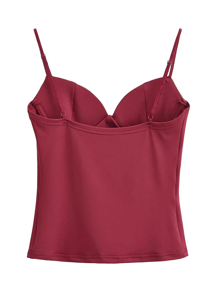 Women's V-Neck Spaghetti Strap Camisole Bra Top