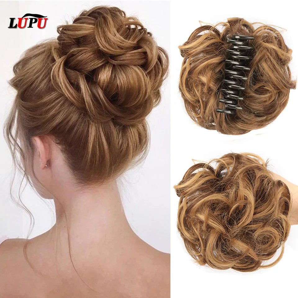 LUPU Synthetic Wavy Curly Messy Bun Claw Clip Hair Piece - lily supply