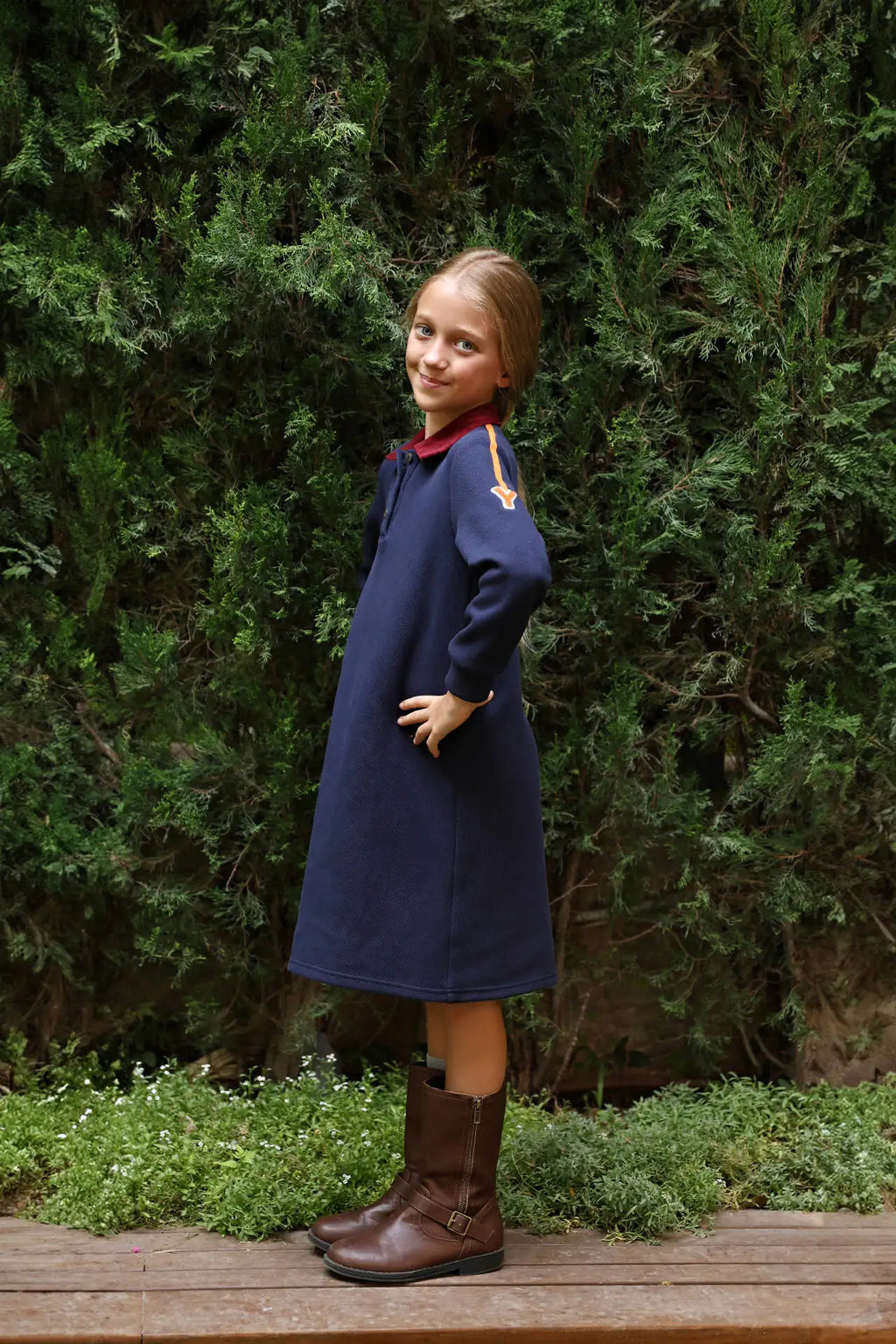 Kids Navy Pique Polo Brother & Sister Set