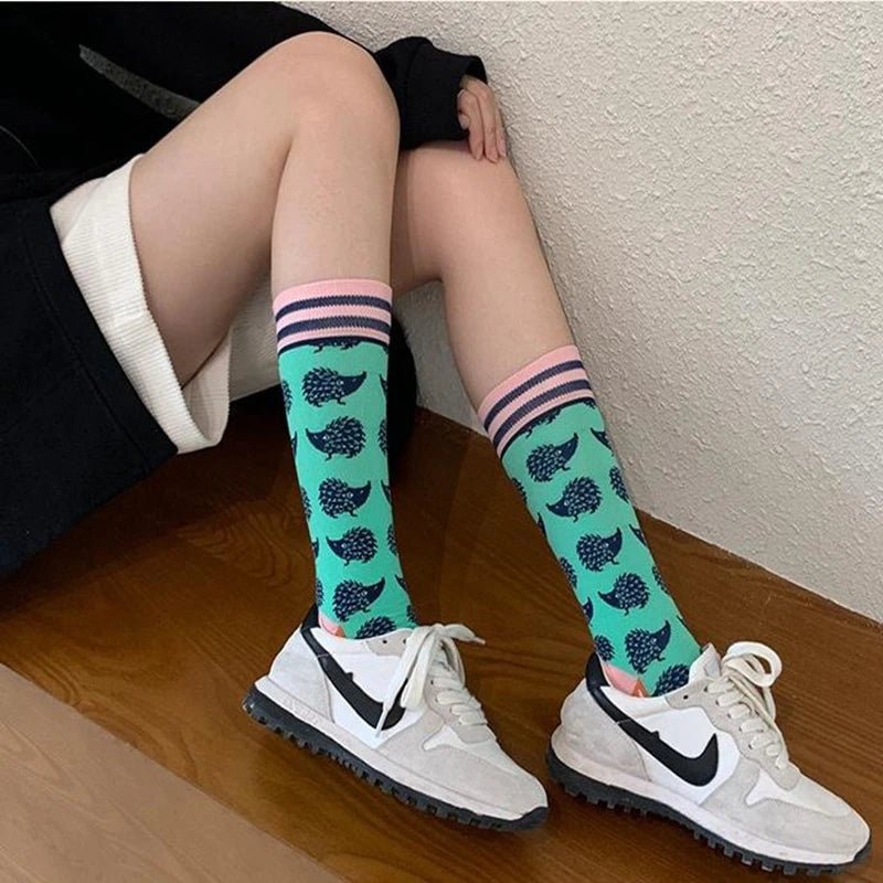 Women's Plant, Hedgehog & Sloth Print Socks – Trendy Casual Socks - lily supply