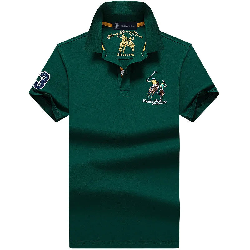 Men's Casual Embroidery Short Sleeve Polo