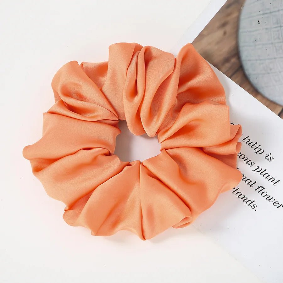 Fashion Oversize Solid Satin Scrunchie - Elastic Ponytail Holder - lily supply