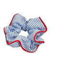 Red Hem Blue Striped Scrunchie - Sweet Fresh Elastic Hair Tie - lily supply