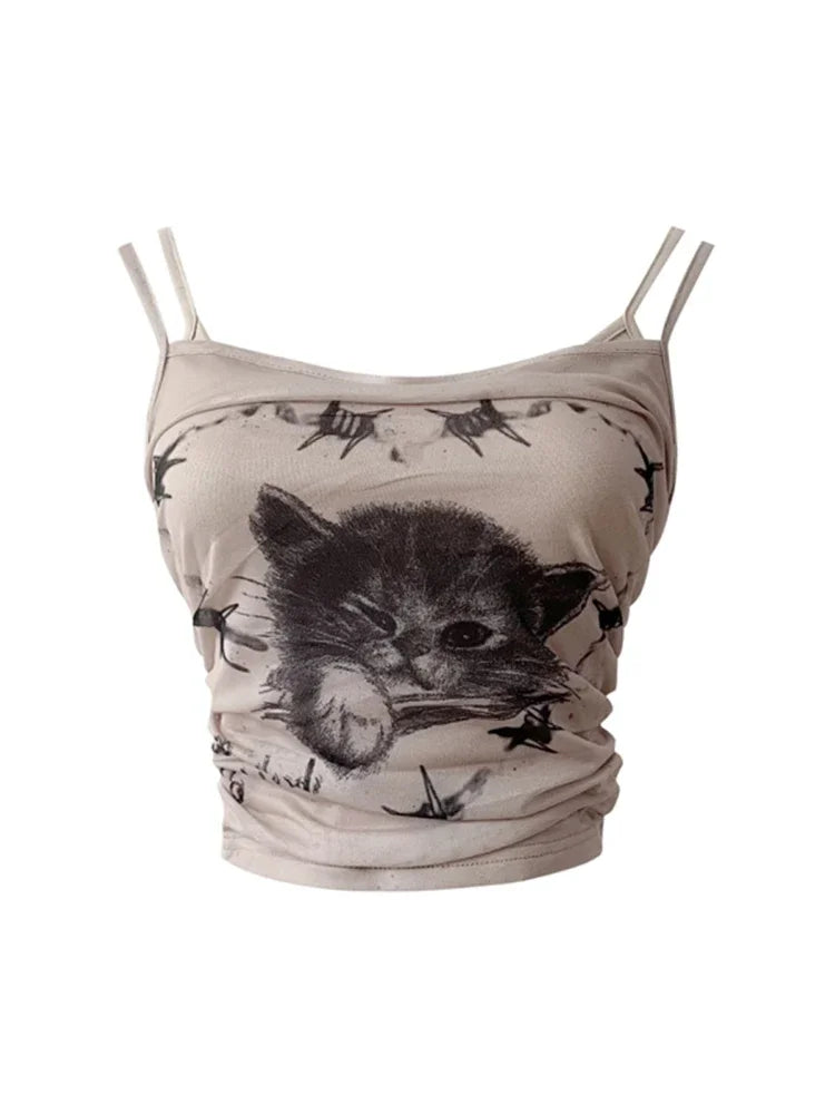 Women's Y2K Kawaii Bodycon Camisole Crop Top