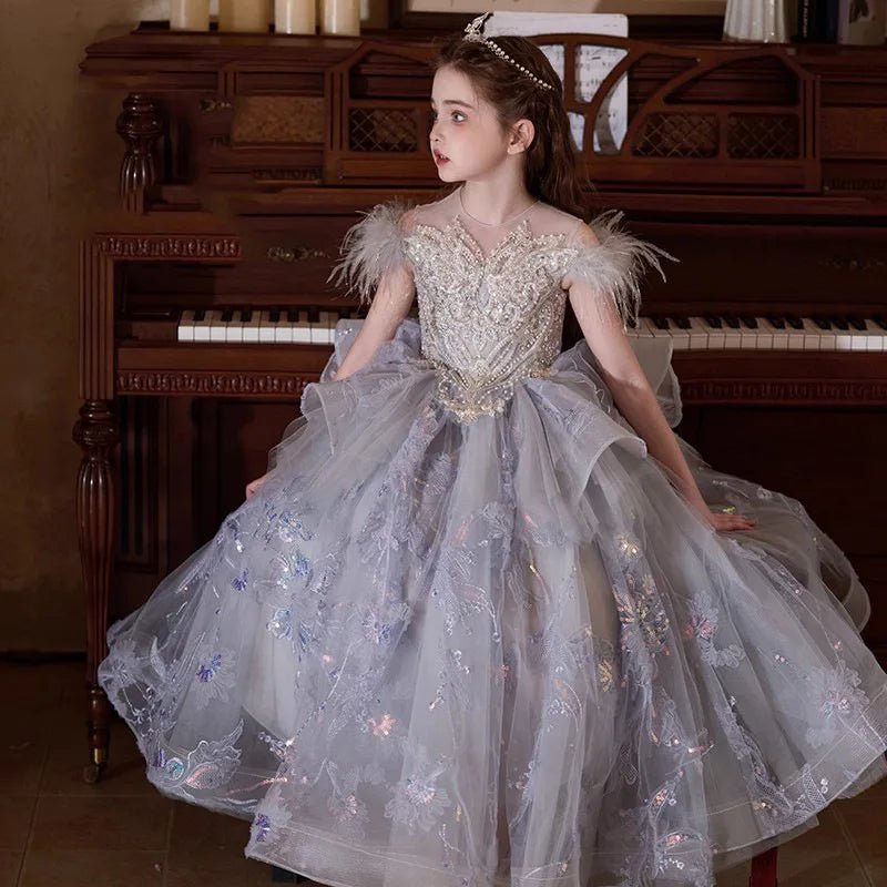 Girls Luxury Evening Princess Dress | Piano Performance Catwalk Costume Ages 7 - 13Y - lily supply