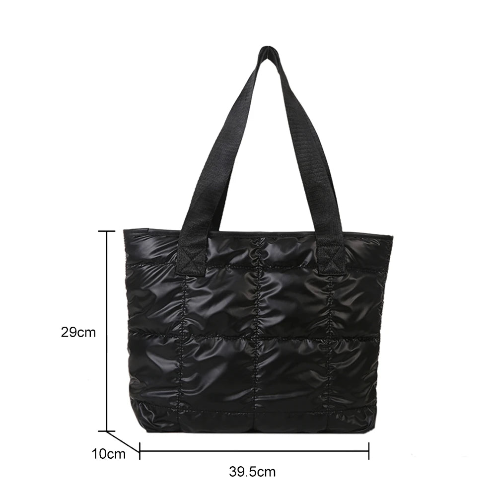 Women's Quilted Cotton Padded Handbag - Large Capacity Rhombus Shopping Tote - lily supply