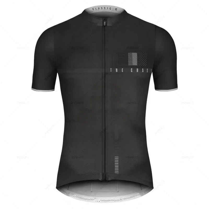 Men's Pro Team Cycling Jersey – Black Short Sleeve Summer Shirt - lily supply