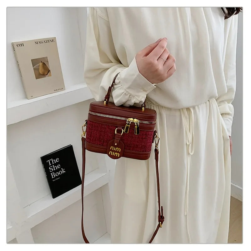 2026 New Arrival Women's Retro Box Bag Trendy Color Block Design, Versatile Top-handle/Shoulder/Crossbody Bag Compact & Stylish