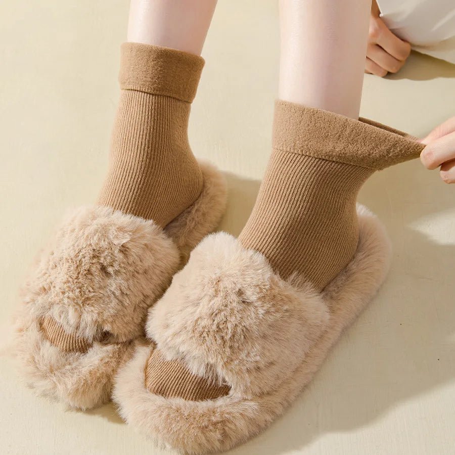 Women's Fuzzy Warm Snow Socks - 5 Pairs Thickened Sleeping Floor Stockings - lily supply