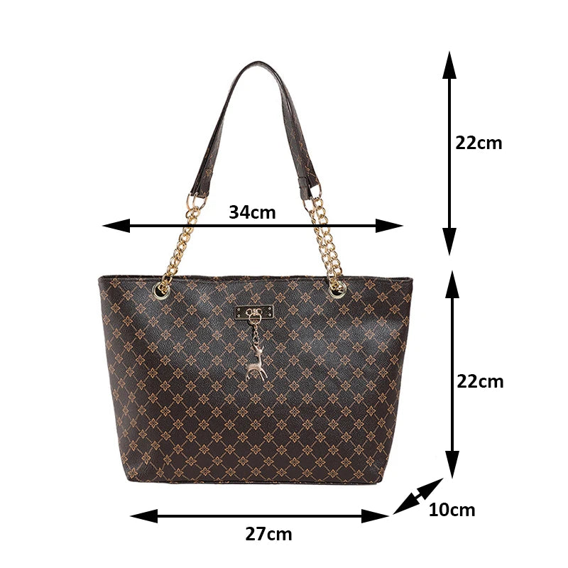 Women's Large Capacity Luxury Print Tote Bag - Trendy Shoulder Purse