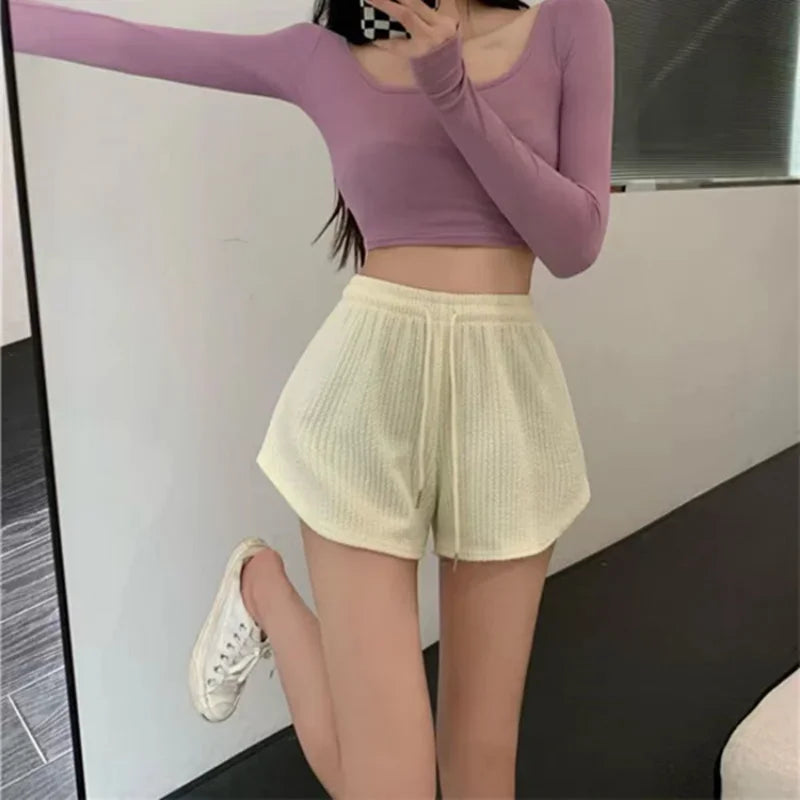 Women's Loose Wide Leg Running Shorts - High Waist A-Line Sports Hot Pants