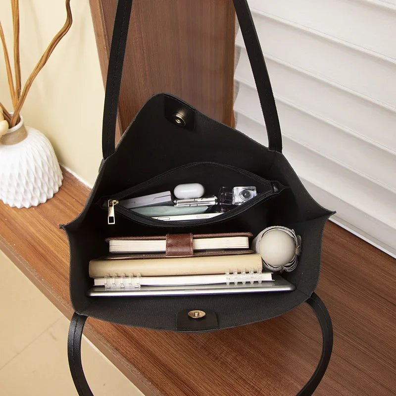 Women's Minimalist Solid Colour Travel Tote Bag - Large Capacity Fashion Shoulder - lily supply