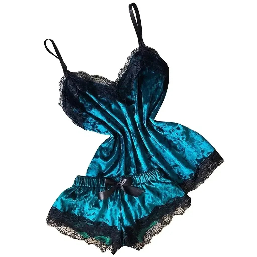 Women's Satin Lace Pyjama Set