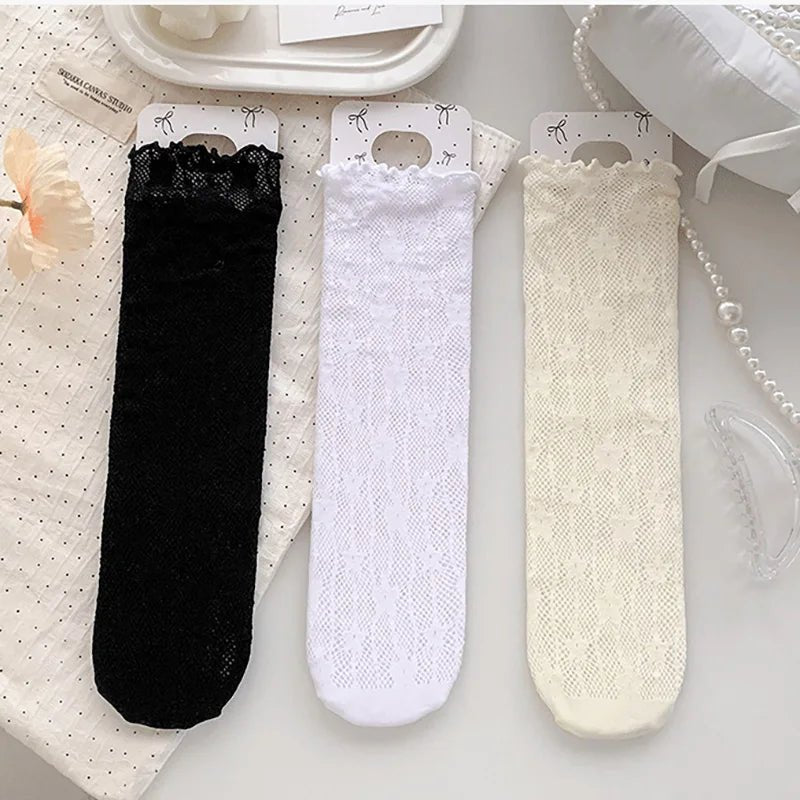 Women's Flower Lace Mesh Socks – Sweet Cute Ankle Socks - lily supply