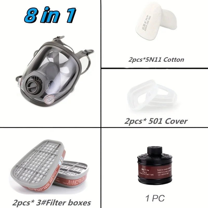 6800 Full Face Safety Work Gas Masks Survival Nuclear and Chemical with 40mm Activated Carbon Filter & Anti - Fog Design - lily supply