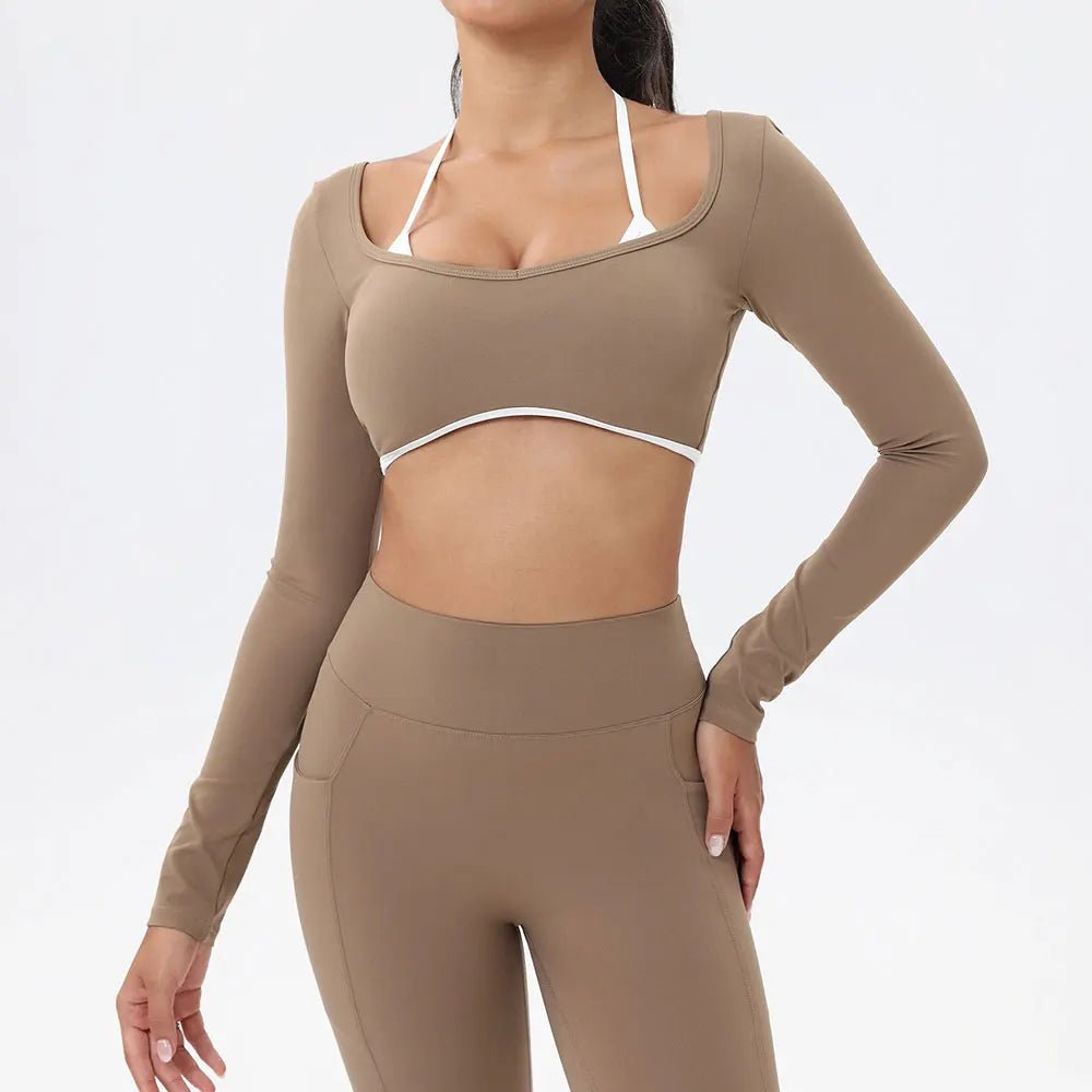 Women's Sexy Sports Top Backless Yoga T-shirts Gym Workout Running Shirts Breathable Quick Dry Long Sleeve Fitness Sport Wear - lily supply