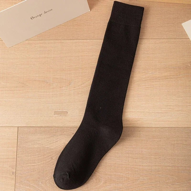 Women's JK Cotton Knee High Socks - Black White Slimming Japanese Korean Style - lily supply