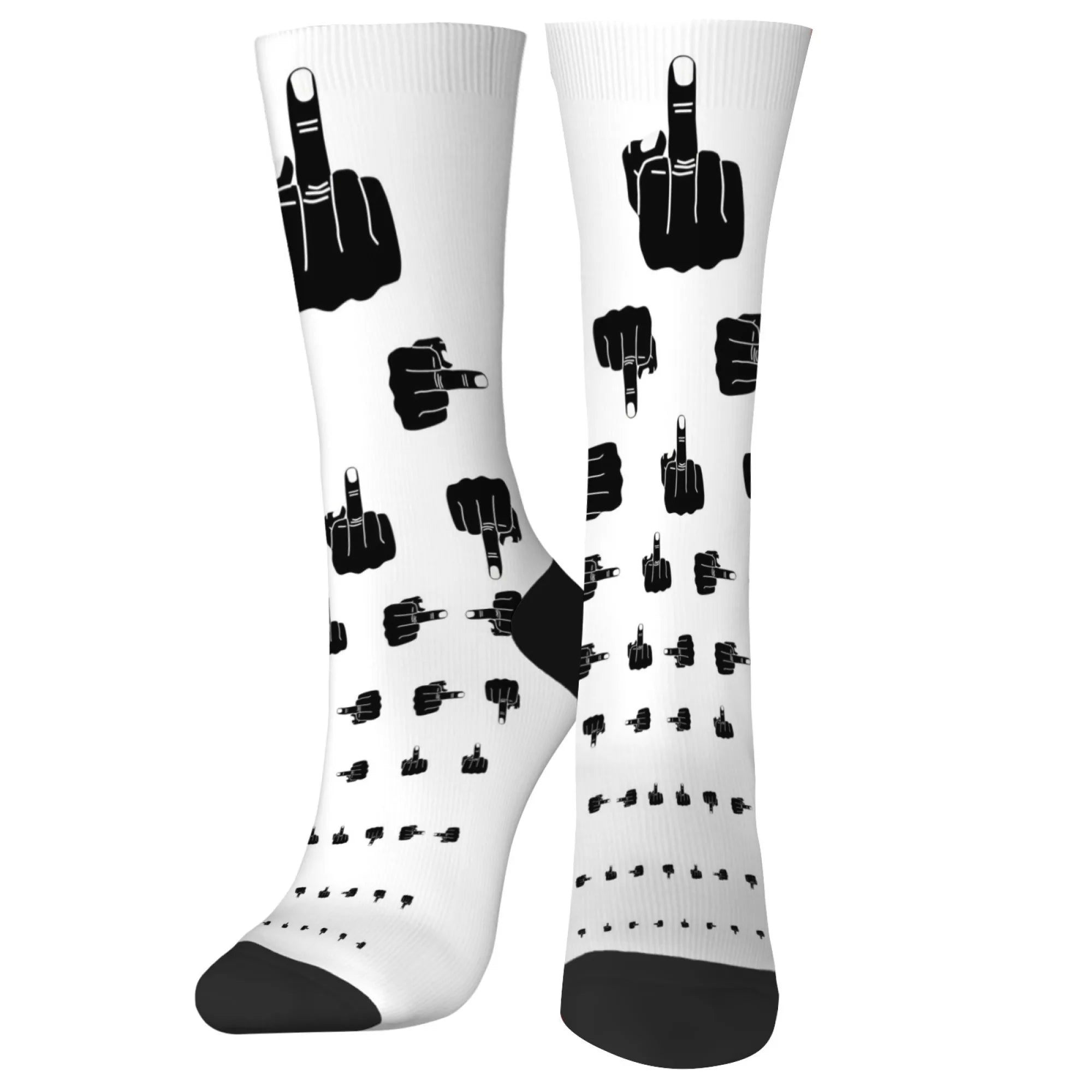 Men's Funny Finger Art Harajuku Socks - Hip Hop Novelty Party Happy Gift Socks