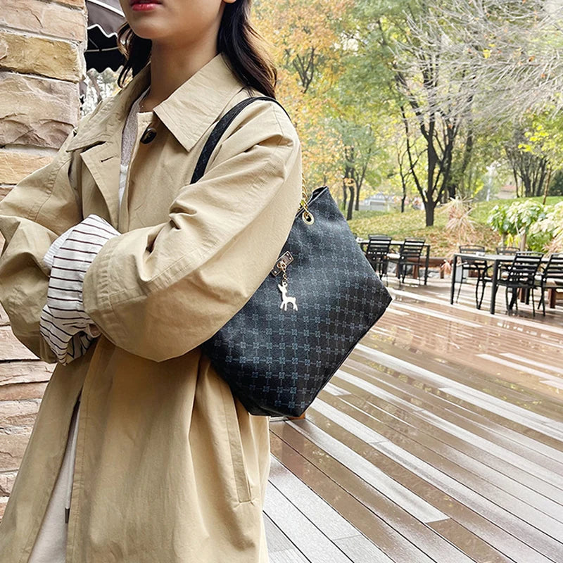 Women's Large Capacity Luxury Print Tote Bag - Trendy Shoulder Purse