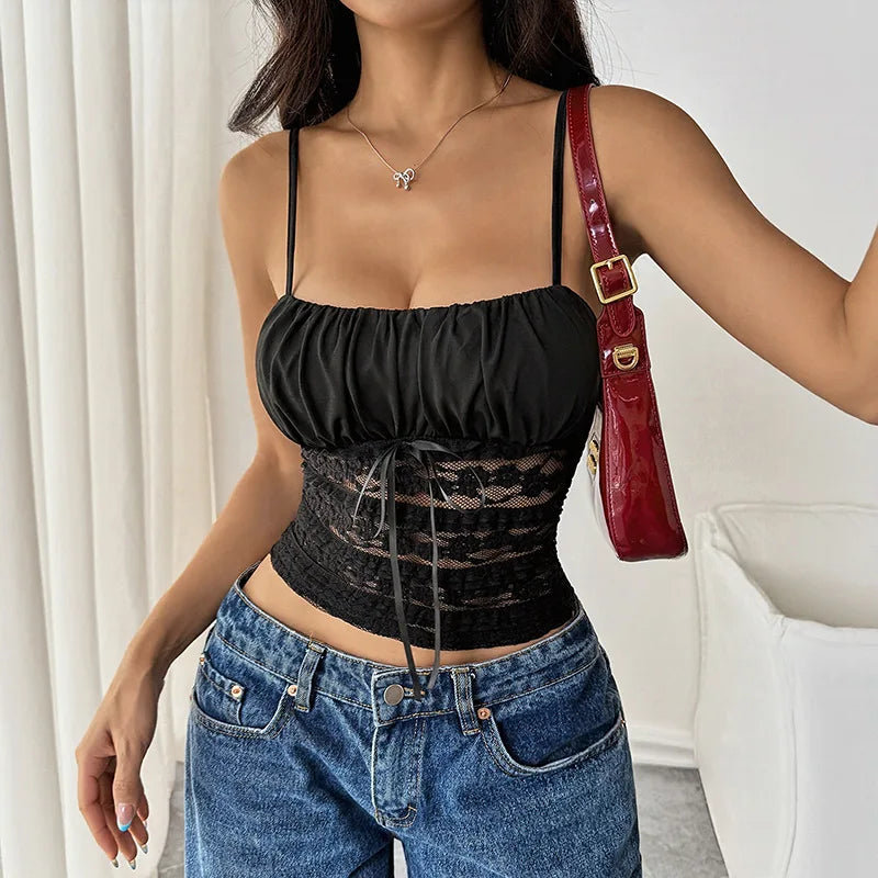 Women's Slim Lace Suspender Cami Vest