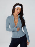 Women's Long - Sleeve Fitted Athletic Jacket for Spring & Fall - Ideal for Running, Gym Workouts & Yoga - lily supply