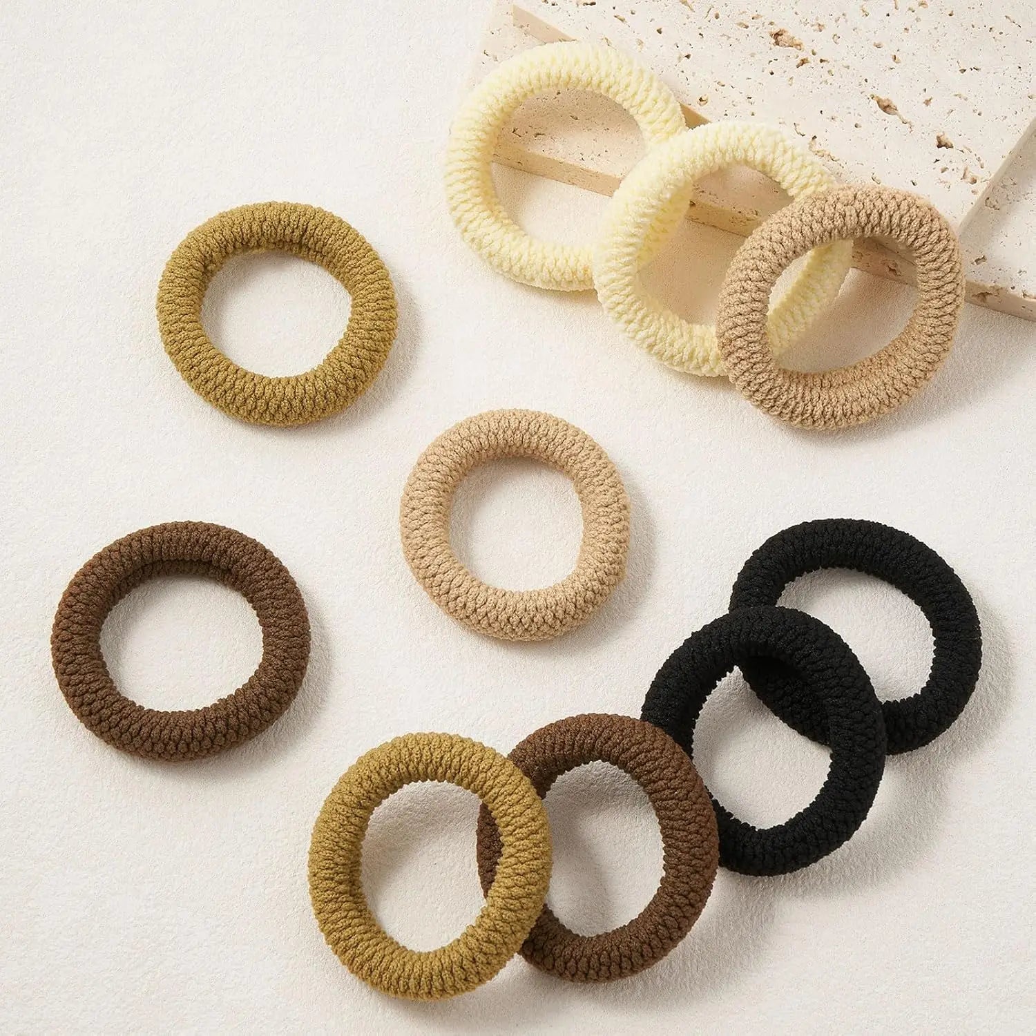 5pcs High Elasticity Seamless Thick Knit Scrunchie Ponytail Holders - lily supply