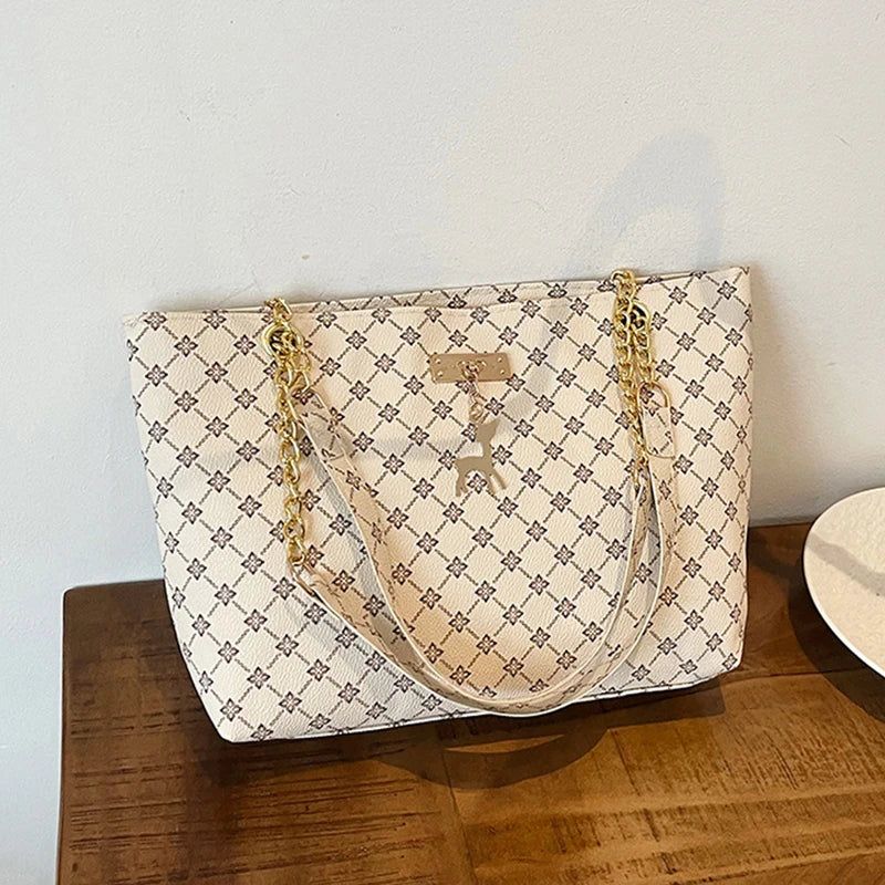 Women's Large Capacity Luxury Print Tote Bag - Trendy Shoulder Purse
