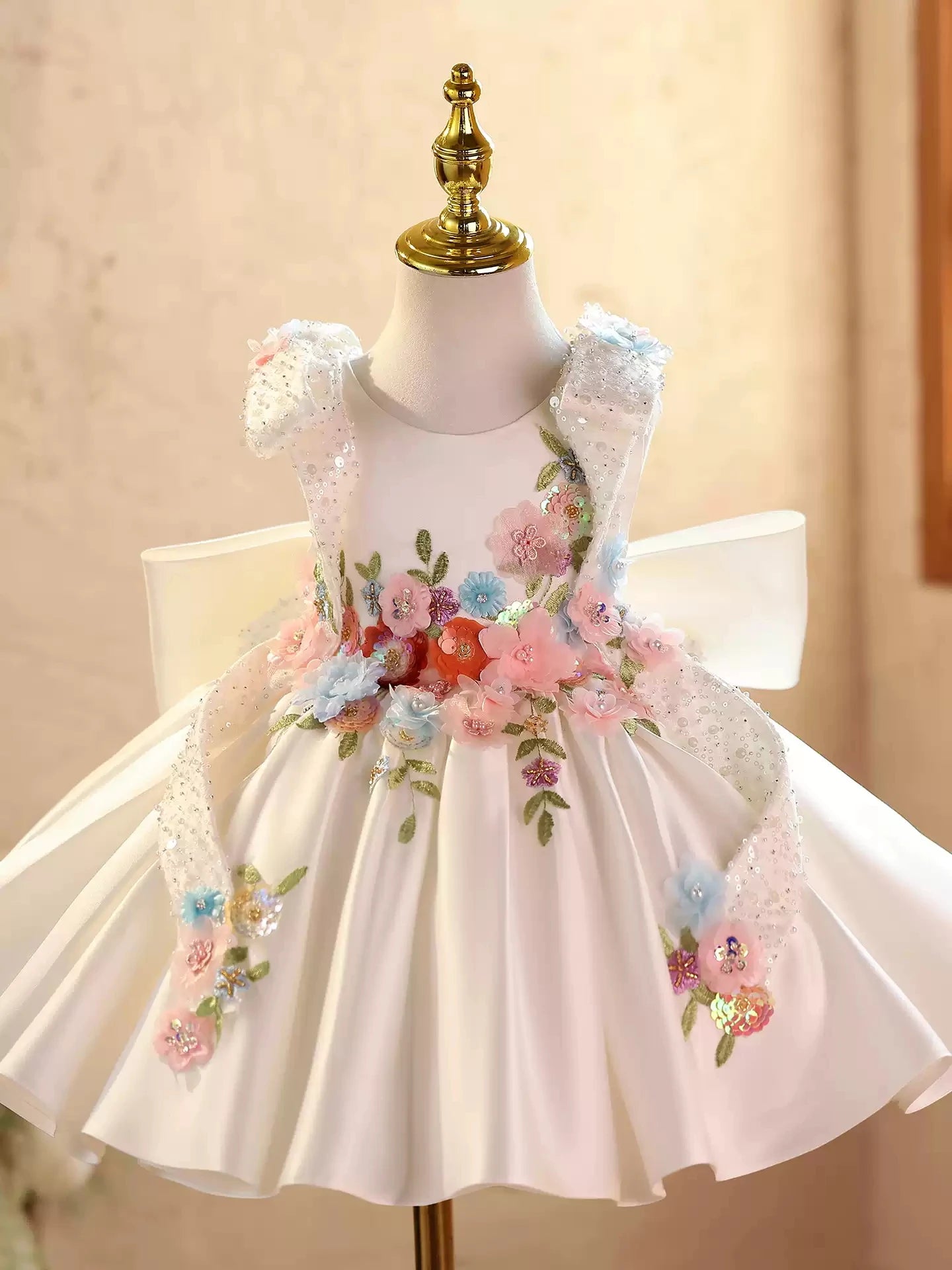 Baby first birthday party dress, high-end evening dress, hand-embroidered custom dress, gorgeous Christmas outfit for baby girl