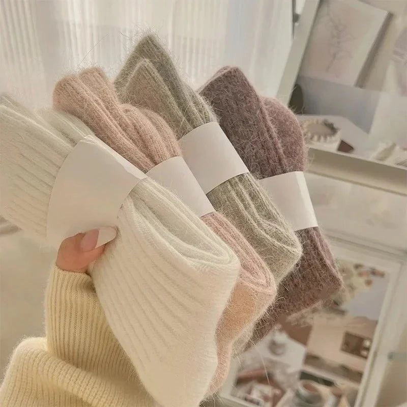 Women's Cashmere Wool Thermal Long Socks - Harajuku Style Winter Warm Sox - lily supply