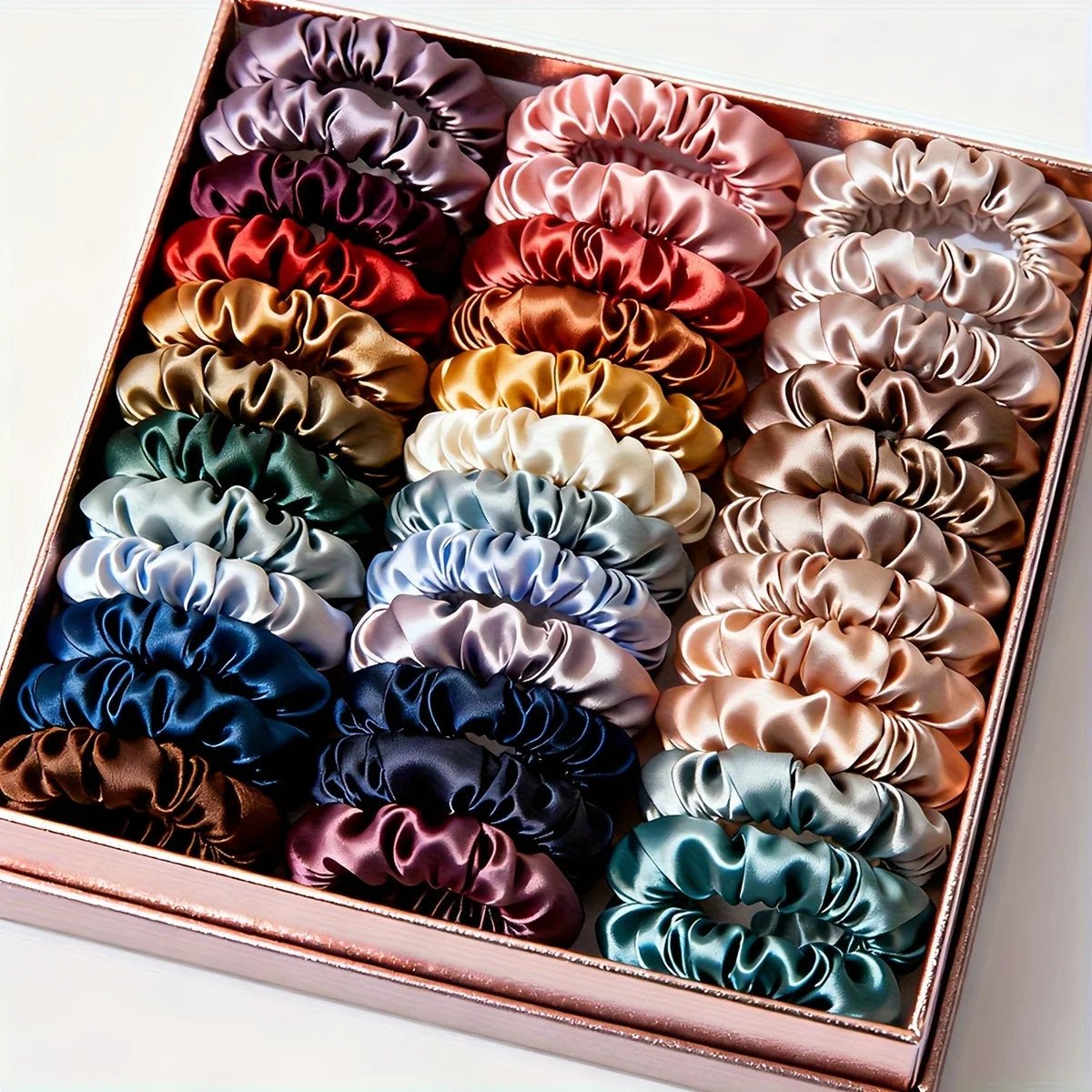 19pcs Non - Damaging Thin Scrunchies Set - Multi - Colour Mix - lily supply