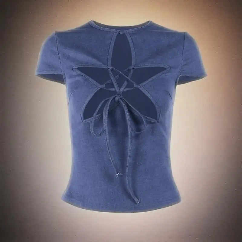 Women's Star Hollow Tie Y2K Slimming Top