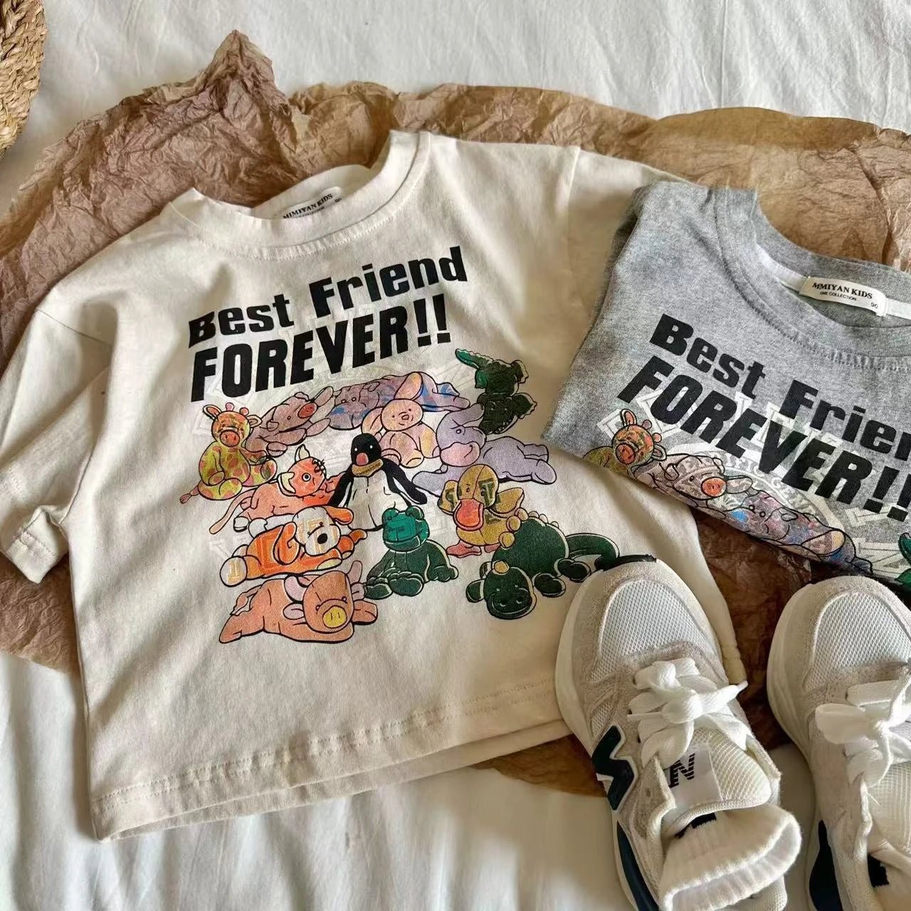 2025 Summer Girls' Short Sleeved T-shirt Summer Children's Cotton Loose T-shirt Round Neck Cartoon Printed Top - lily supply