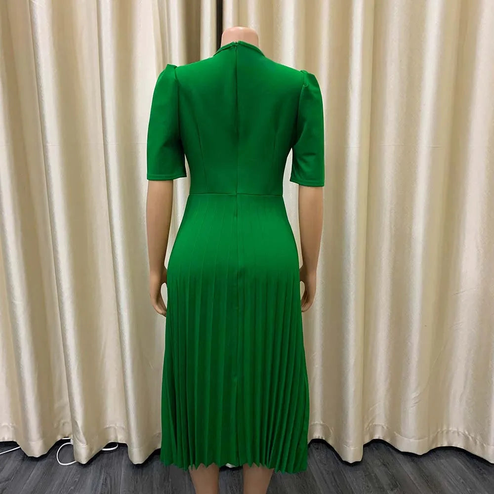 Women's Pleated Midi Work Dress