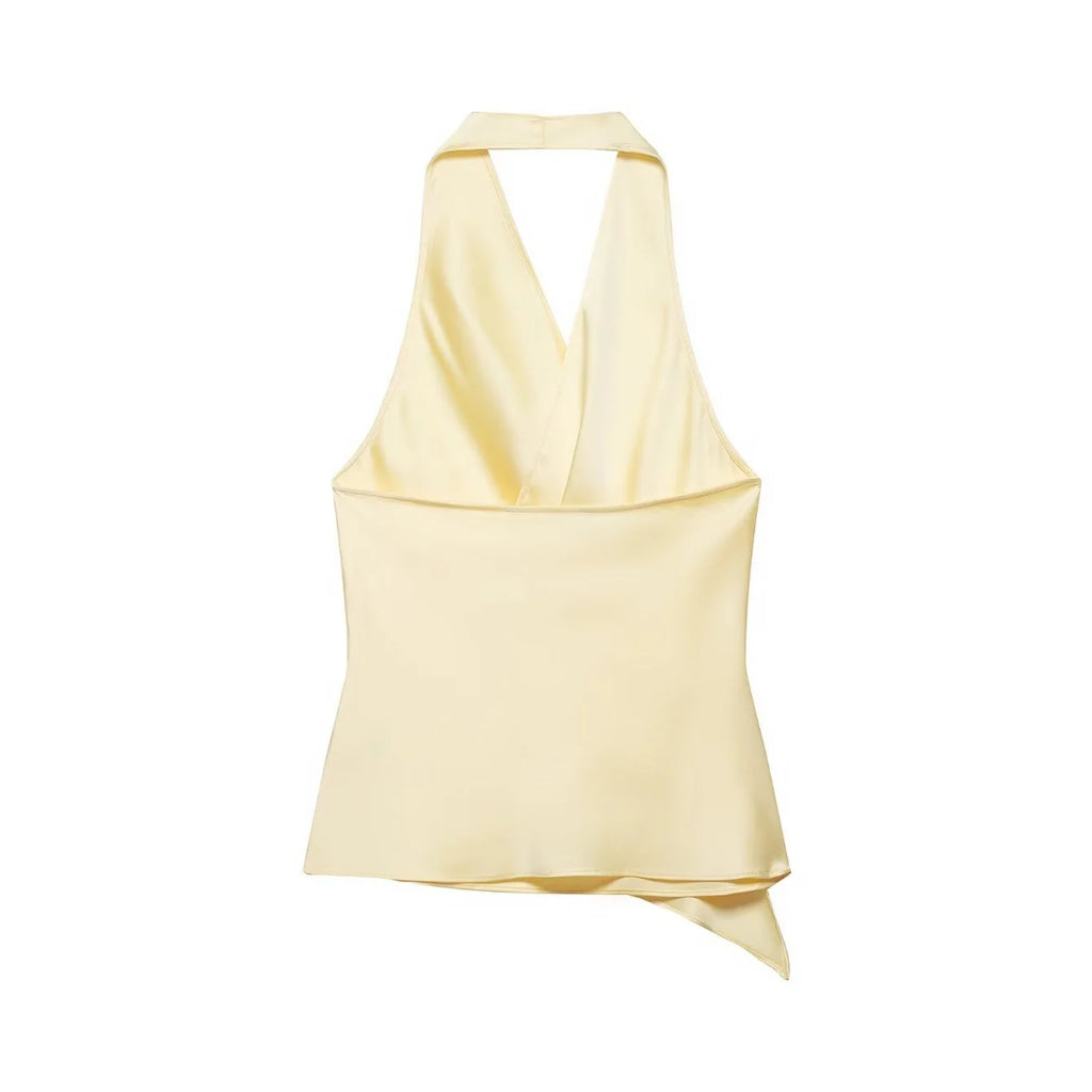 Women's Silk Satin Halter Asymmetric Camisole