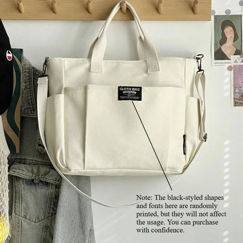 Women's Large Minimalist Canvas Tote Bag - Extra Wide Work Shopper