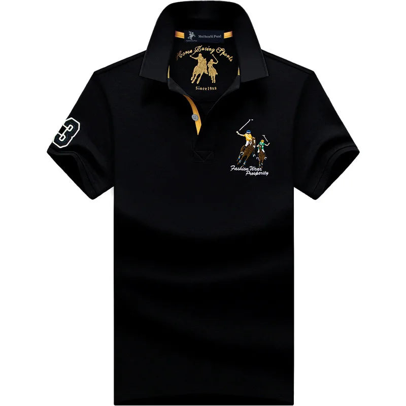 Men's Casual Embroidery Short Sleeve Polo