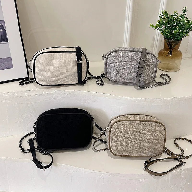 Women's Luxury Chain Canvas Shell Shoulder Bag - Designer Crossbody Purse - lily supply